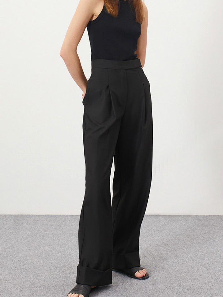 wide-leg tailored pants with high waistband – LUXE