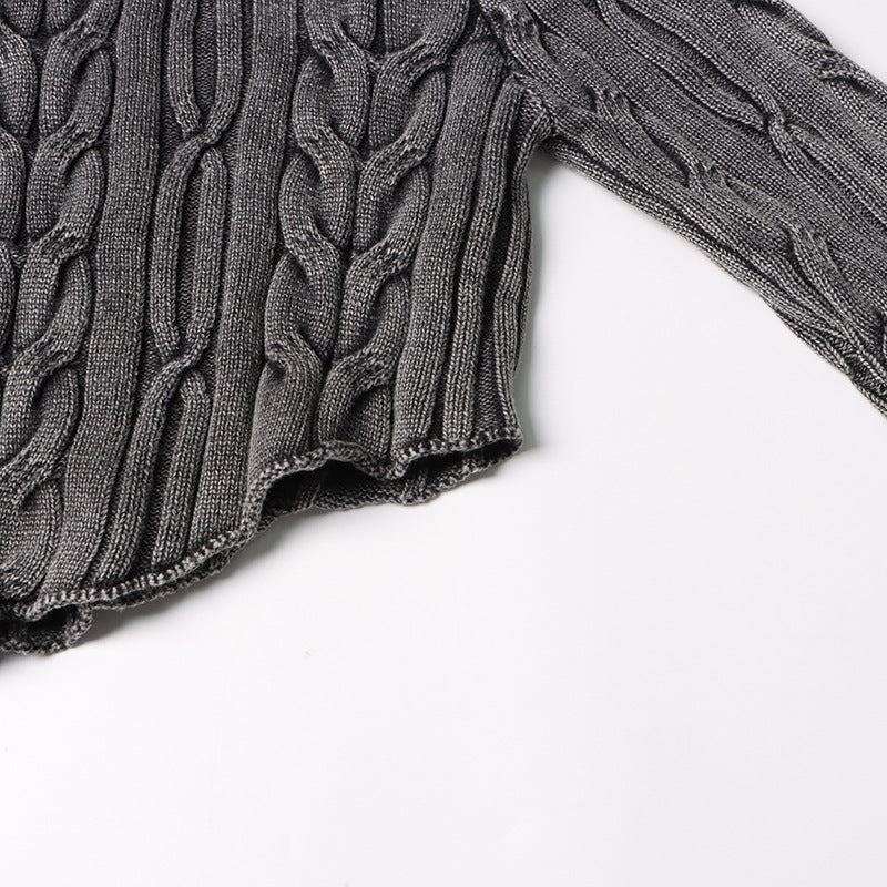 asymmetrical cable-knit cropped blouse - ARIANRI