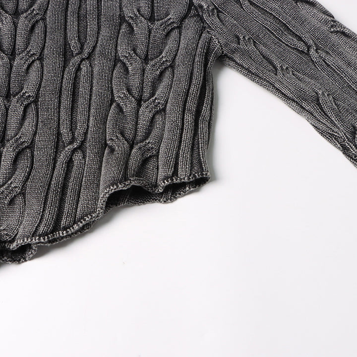 asymmetrical cable-knit cropped blouse - ARIANRI