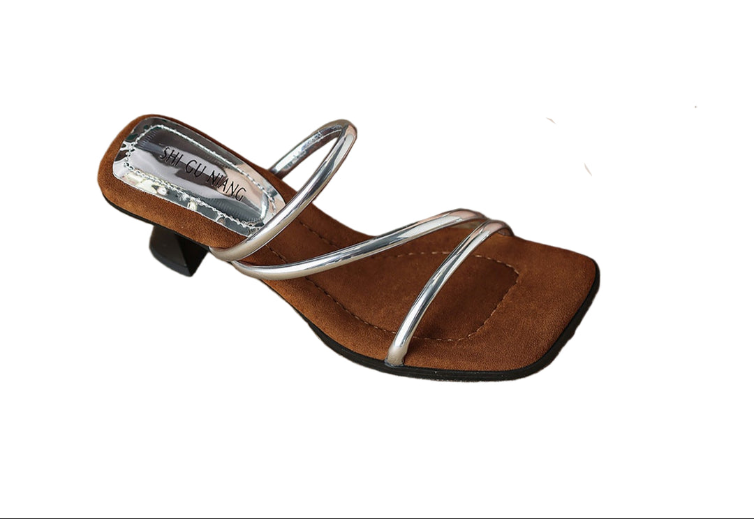 strappy square-toe sandals with mid heel – AURELIANLU