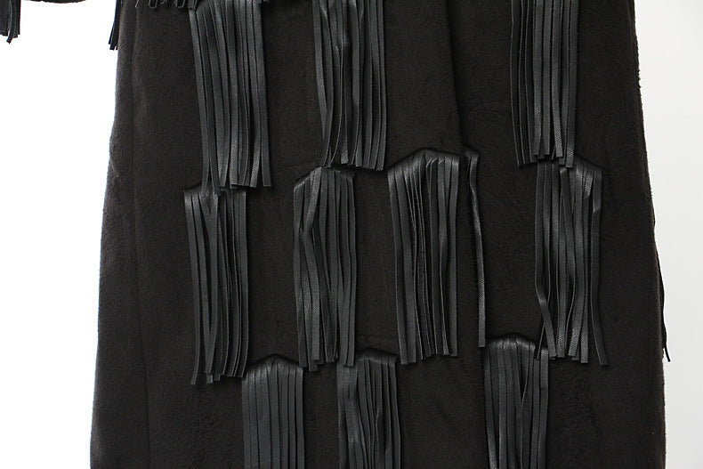 Fringe-Embellished Long Tailored Coat – SAFUT