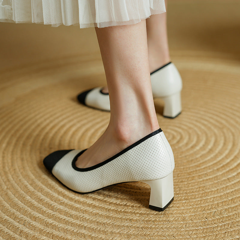 block heel pumps with contrast cap toe – CELINERI