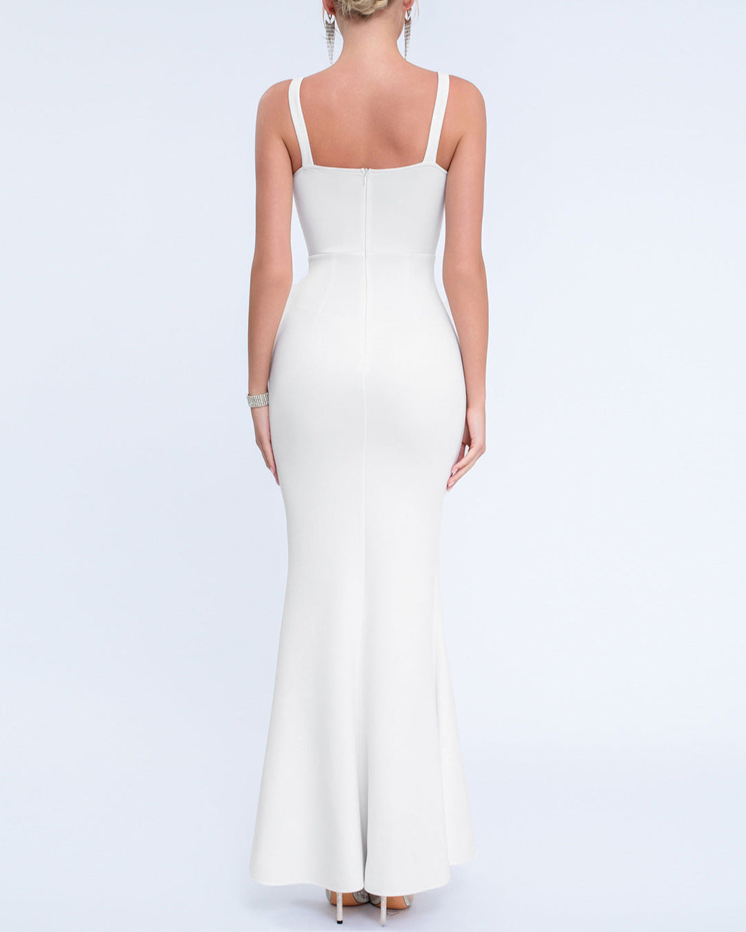 Geplooide top met uitlopende mouwen en maxi-rok set met tailleband – Rosiny 