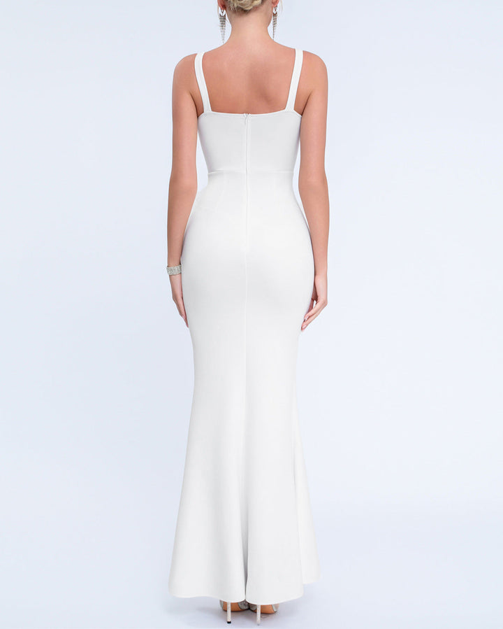 Geplooide top met uitlopende mouwen en maxi-rok set met tailleband – Rosiny 