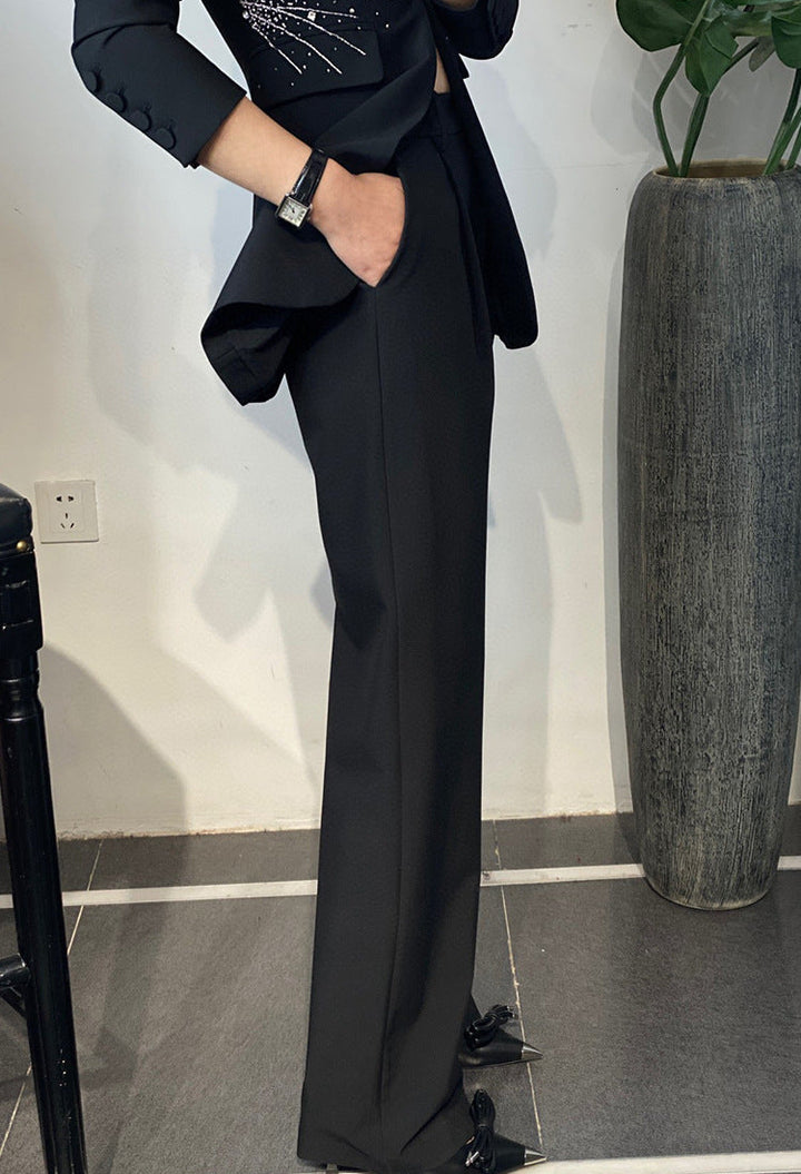 embellished tailored blazer with wide-leg trousers – ASTRID