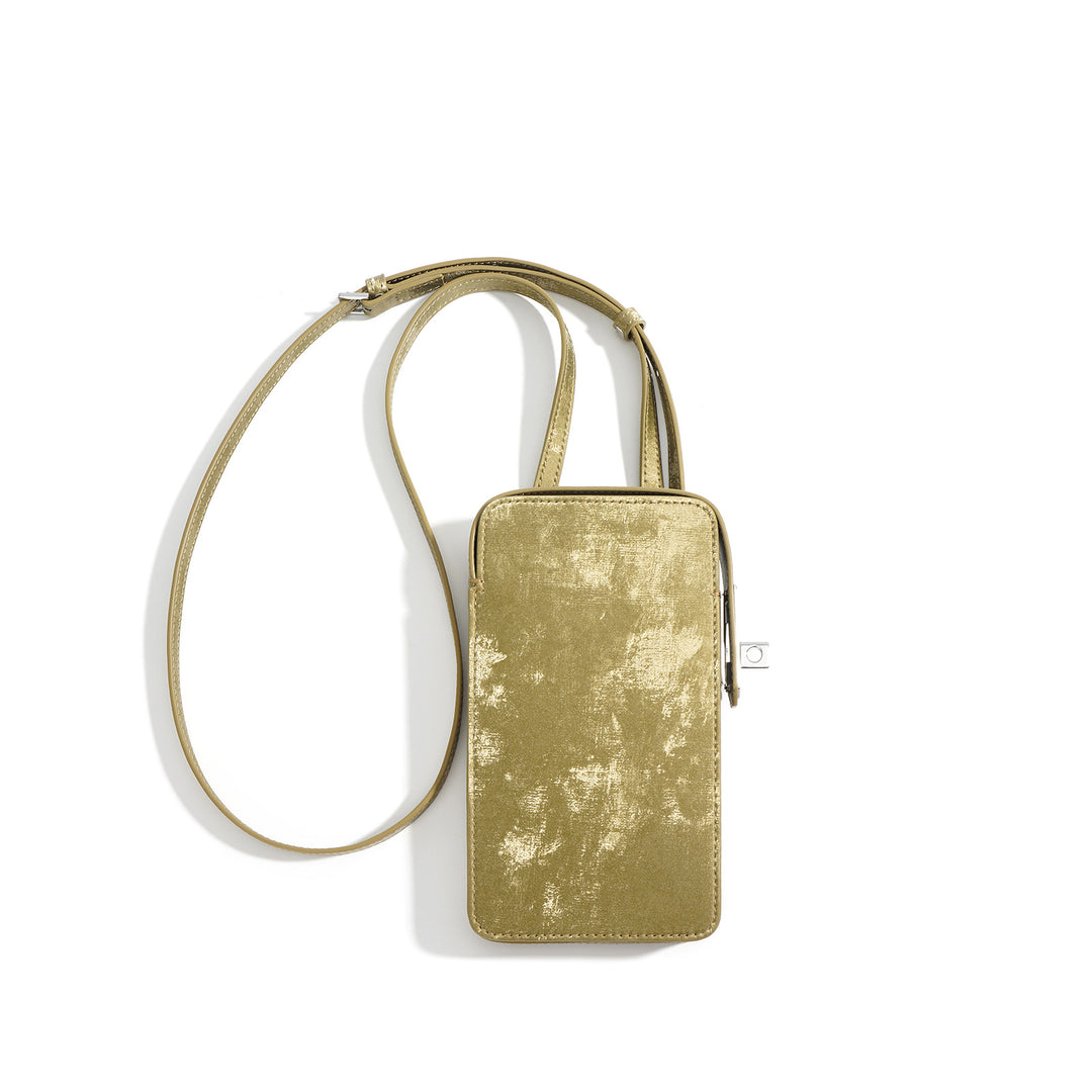 metallic crossbody phone bag with adjustable strap - AURAVKLI
