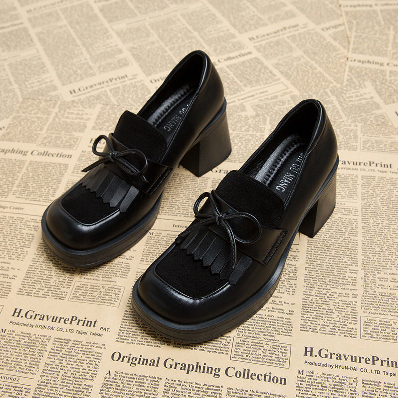 block heel loafers with bow and fringe detail - NOVATIR