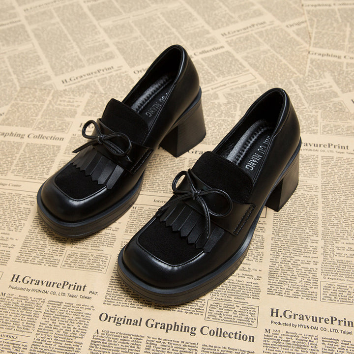 block heel loafers with bow and fringe detail - NOVATIR