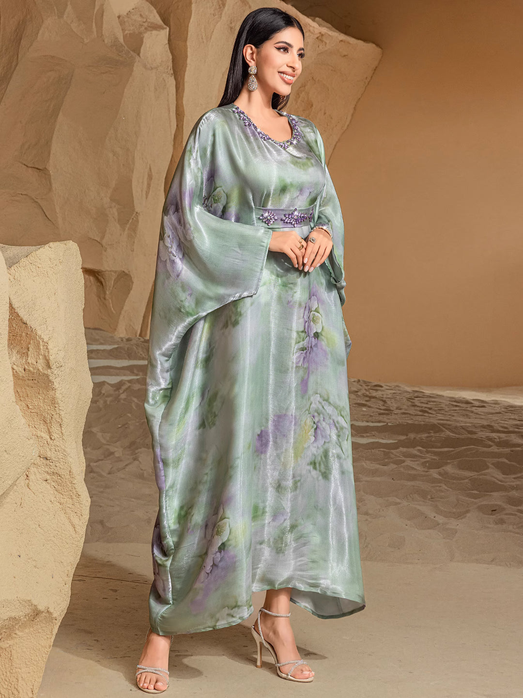 定制喇叭套装，配缎面泡泡袖 - VALENCIA 