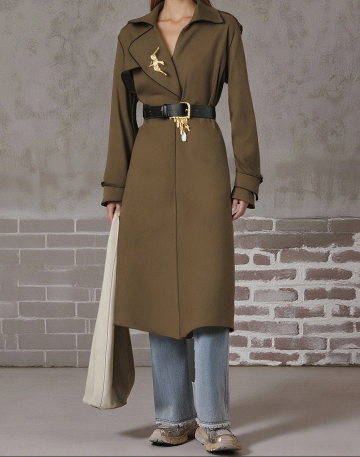 Geplooide top met uitlopende mouwen en maxi-rok set met tailleband – Rosiny 