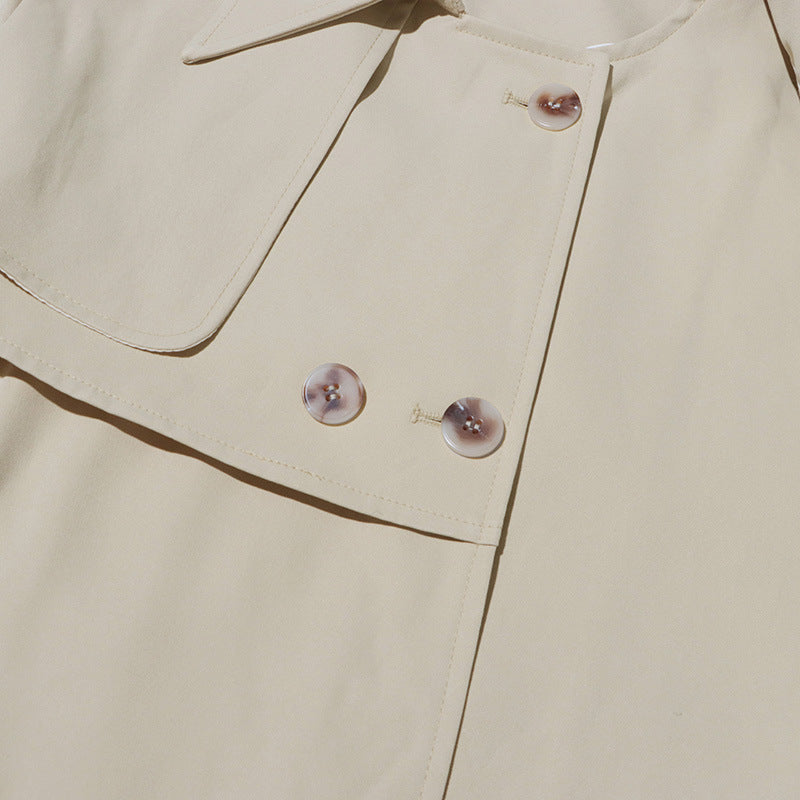 asymmetric belted trench coat with layered hem – IVORY