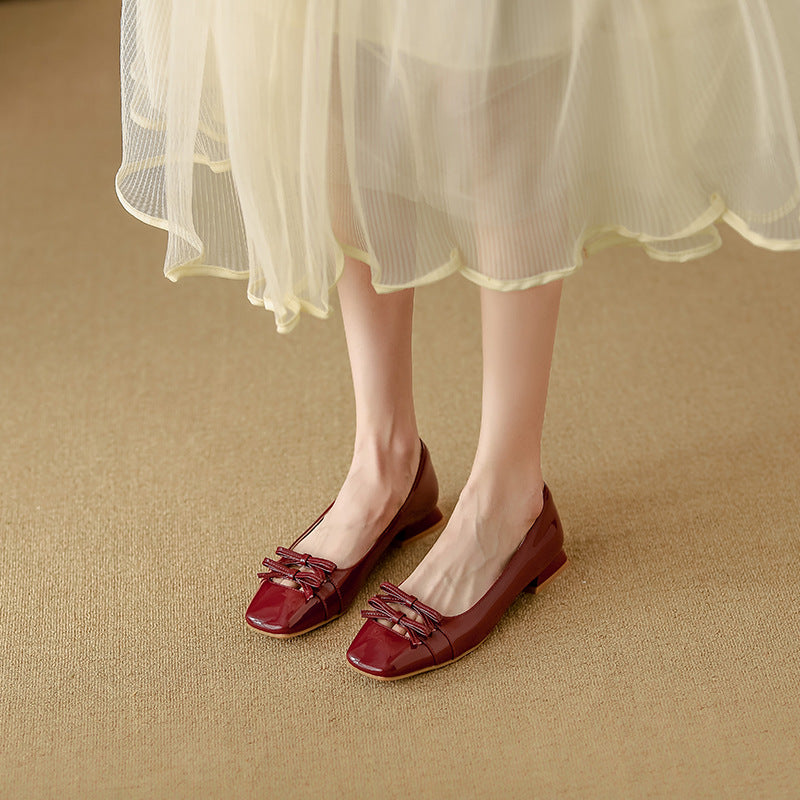 patent leather flats with bow detail – RUBINAV