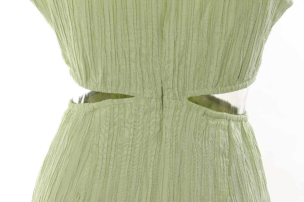 Sleeveless ribbed midi dress with twisted waist cut-outs – SAGEA