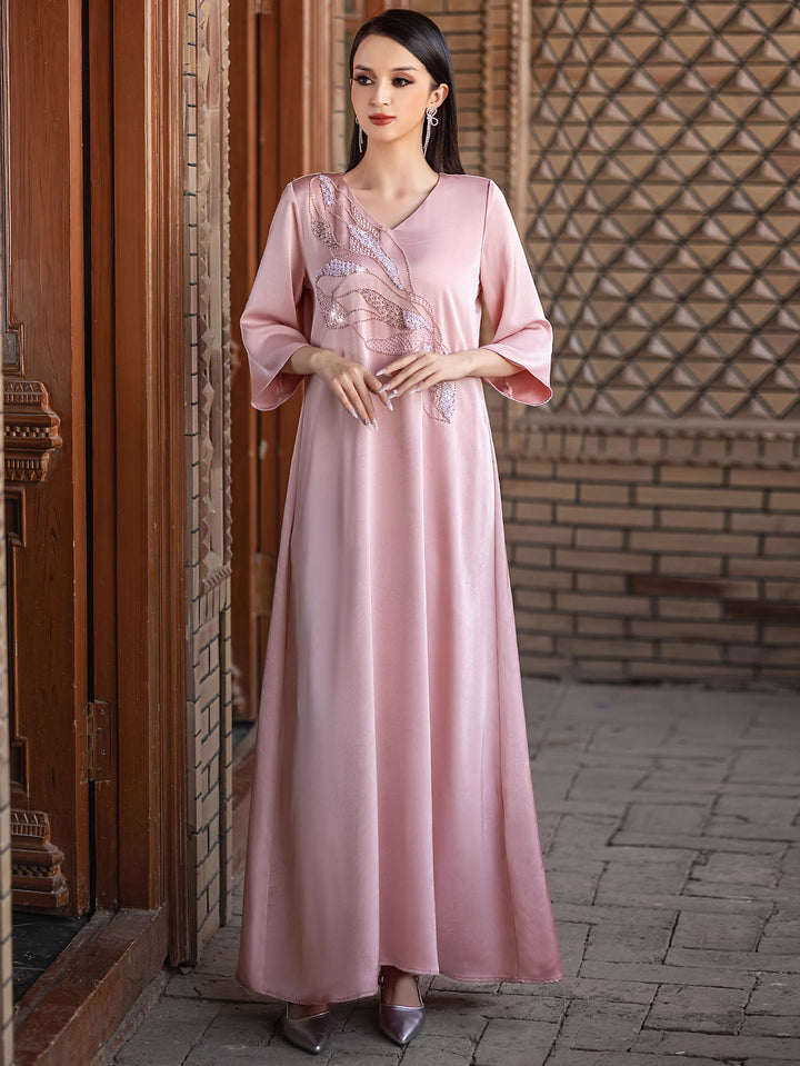 op maat gemaakte flare-pak met satijnen pofmouwen – VALENCIA 