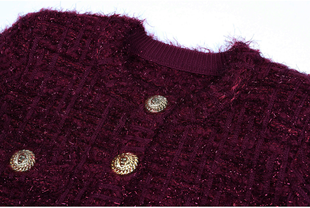 tweed jacket with gold button detailing – VERAQU