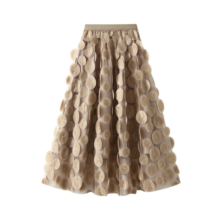 3D circle appliqué tulle skirt – LUMI