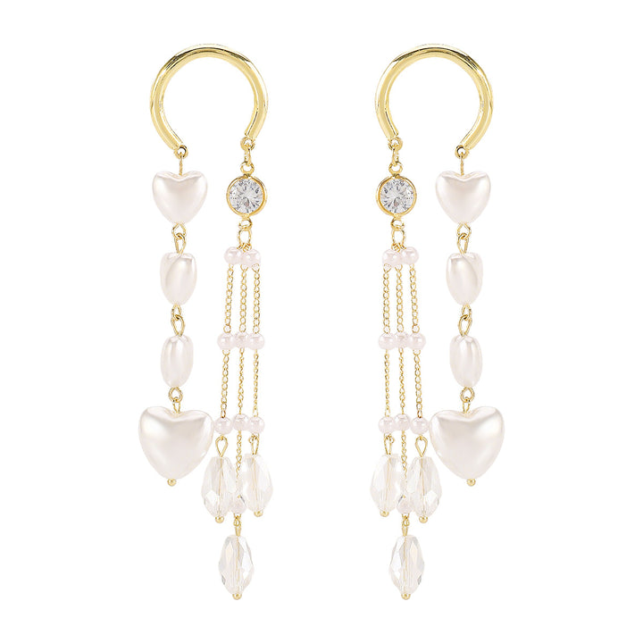 drop earrings with pearls and crystal charms - AMARADO