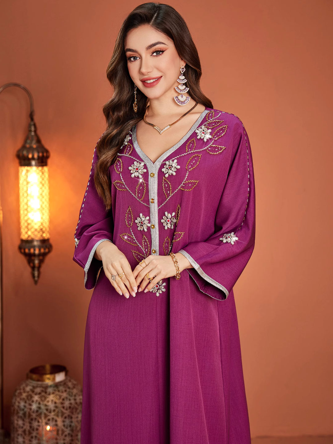 定制喇叭套装，配缎面泡泡袖 - VALENCIA 