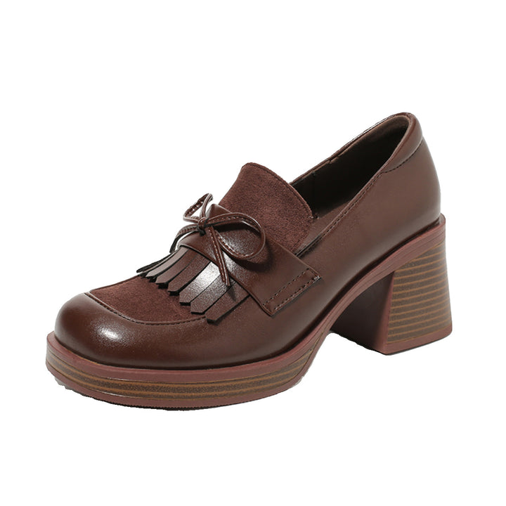 block heel loafers with bow and fringe detail - NOVATIR