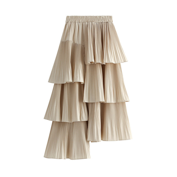 Tiered Pleated Maxi Skirt with Elastic Waist – ELISE
