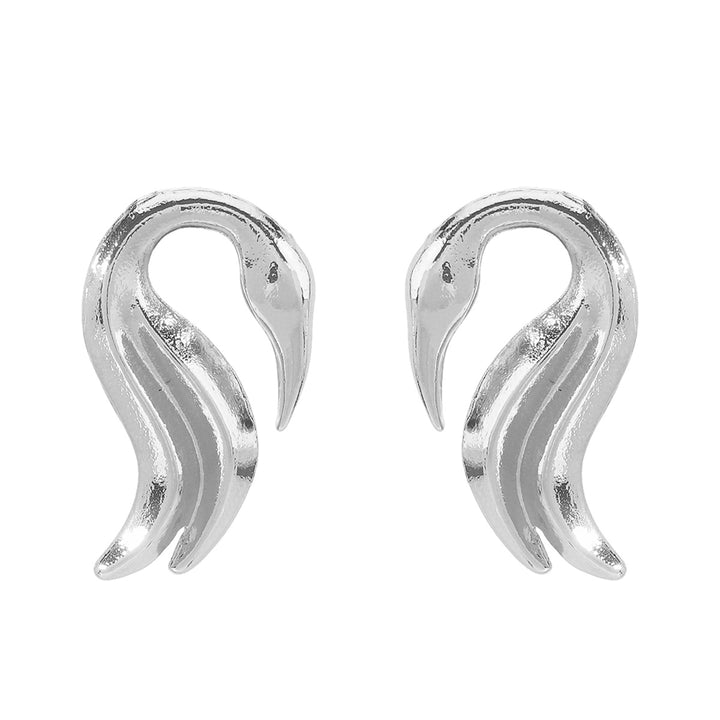 minimalist swan-shaped silver earrings – CYRA