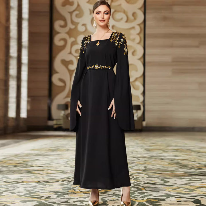 Elegant Long Sleeve Maxi Dress with Wide Hem – ESME