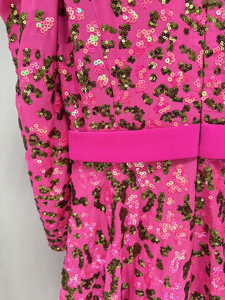 Sequin Maxi Dress with All-Over Embellishment – FUCHSIA