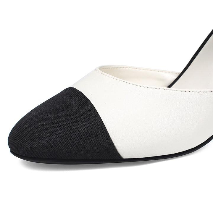 two-tone ankle heels with floral accent – CAMELLIA