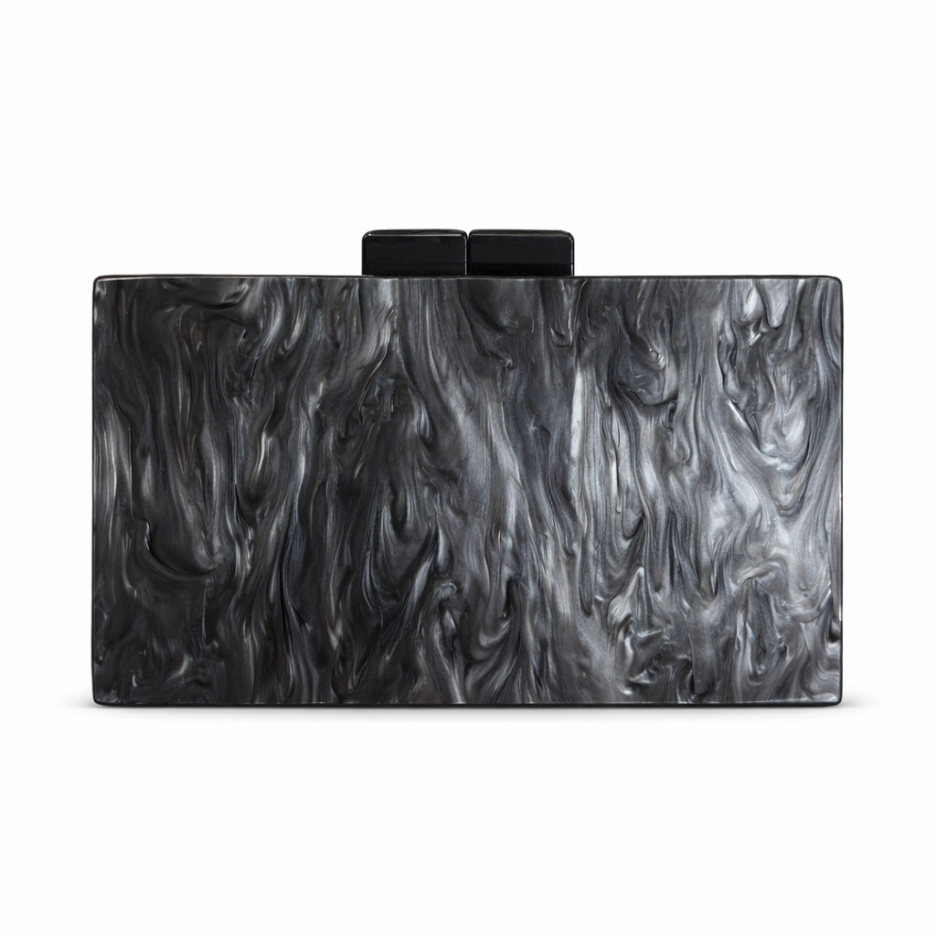 rectangular marbled clutch with glossy finish – ROSÉ