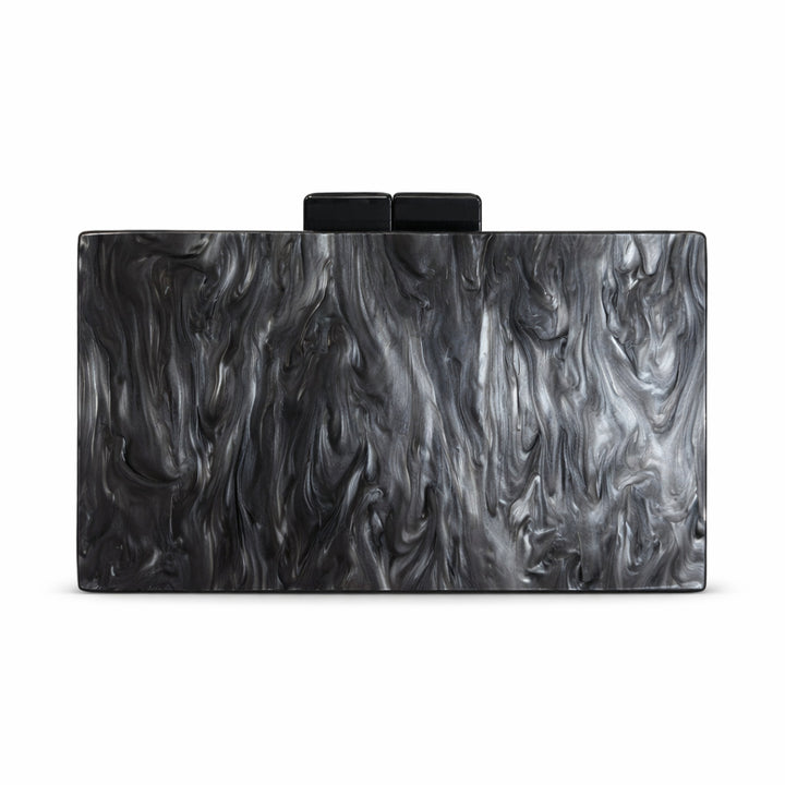 rectangular marbled clutch with glossy finish – ROSÉ
