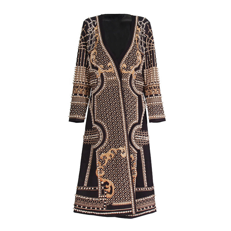 long embellished jacket with geometric beadwork – NAZIRAKO