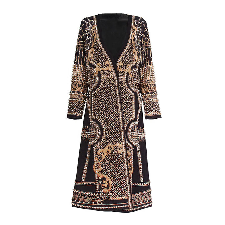 long embellished jacket with geometric beadwork – NAZIRAKO