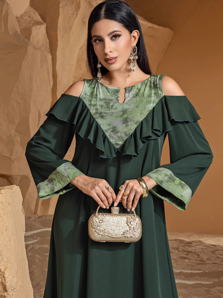 定制喇叭套装，配缎面泡泡袖 - VALENCIA 