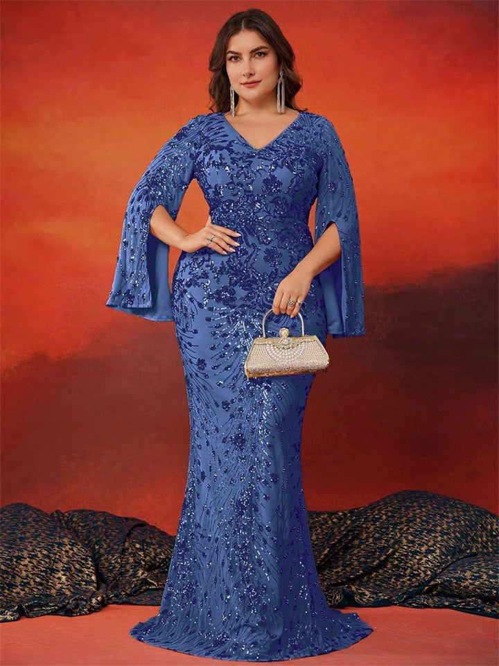 Geplooide top met uitlopende mouwen en maxi-rok set met tailleband – Rosiny 