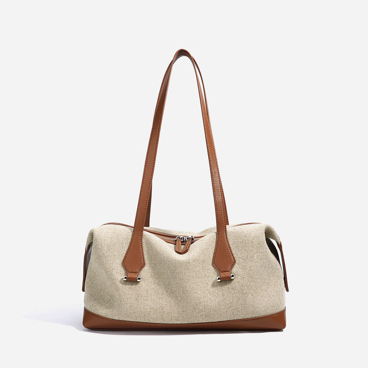 sac cabas en rotin tissé avec doubles poignées en cuir – LÉONIE 