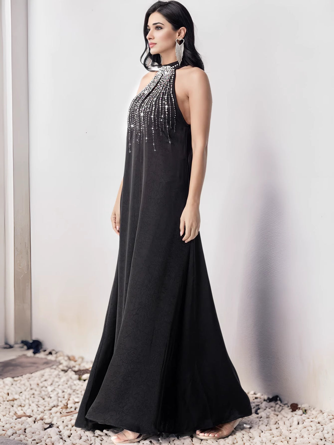 op maat gemaakte flare-pak met satijnen pofmouwen – VALENCIA 