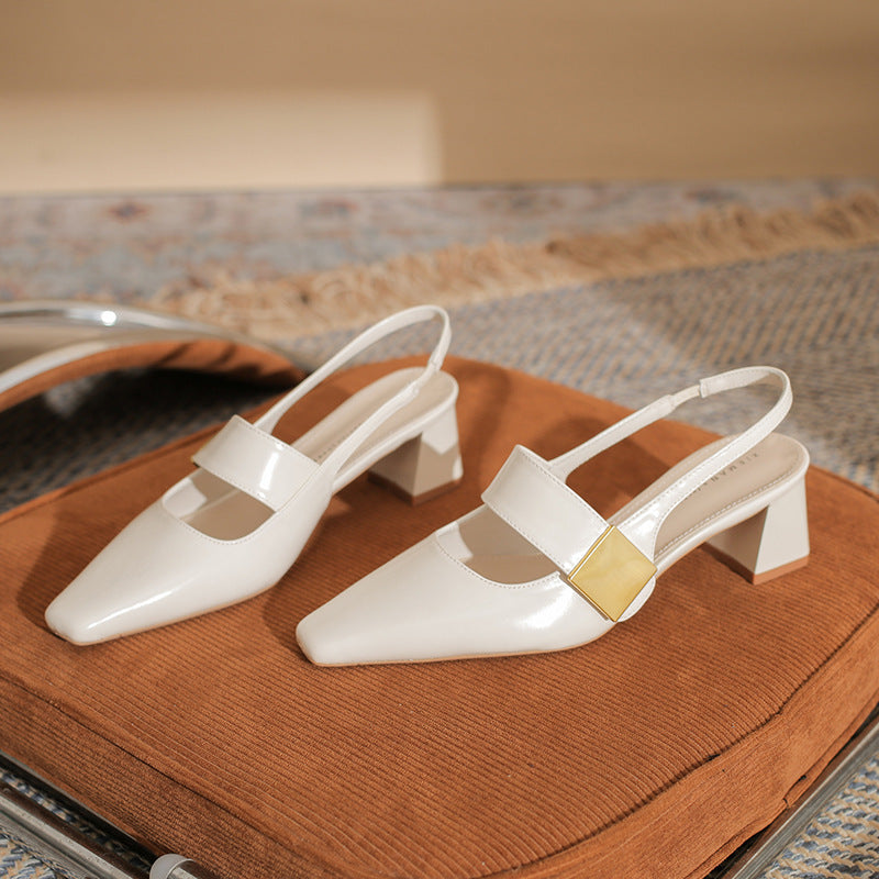 slingback block heels with metallic accent – DARIACTI