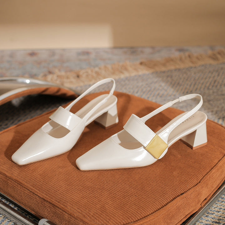 slingback block heels with metallic accent – DARIACTI