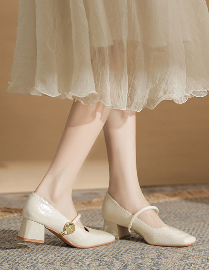 square-toe block heels with slim strap - ARIANRI