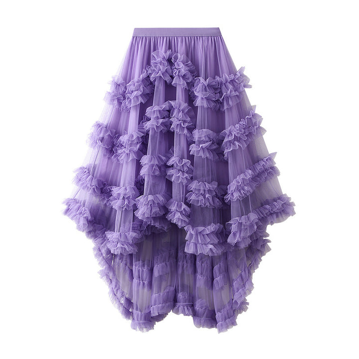 tiered ruffle mesh skirt with high-low hem – AURORA