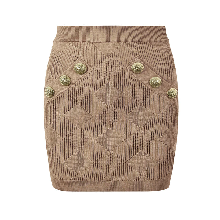 three-piece knit set with gold button detailing – ATHENAZI