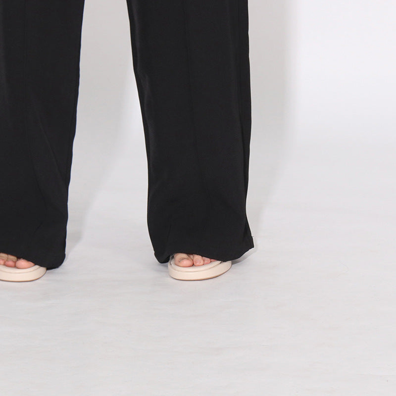 high-waist wide-leg trousers with contrast waist panel – NOVA