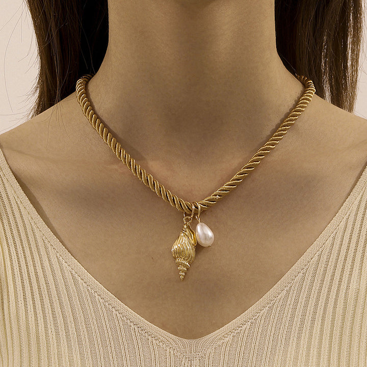 beaded lobster pendant necklace with pearl charm - CORAV