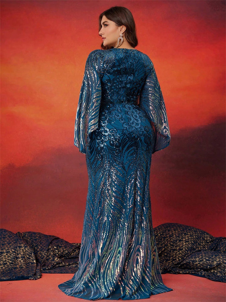 Geplooide top met uitlopende mouwen en maxi-rok set met tailleband – Rosiny 