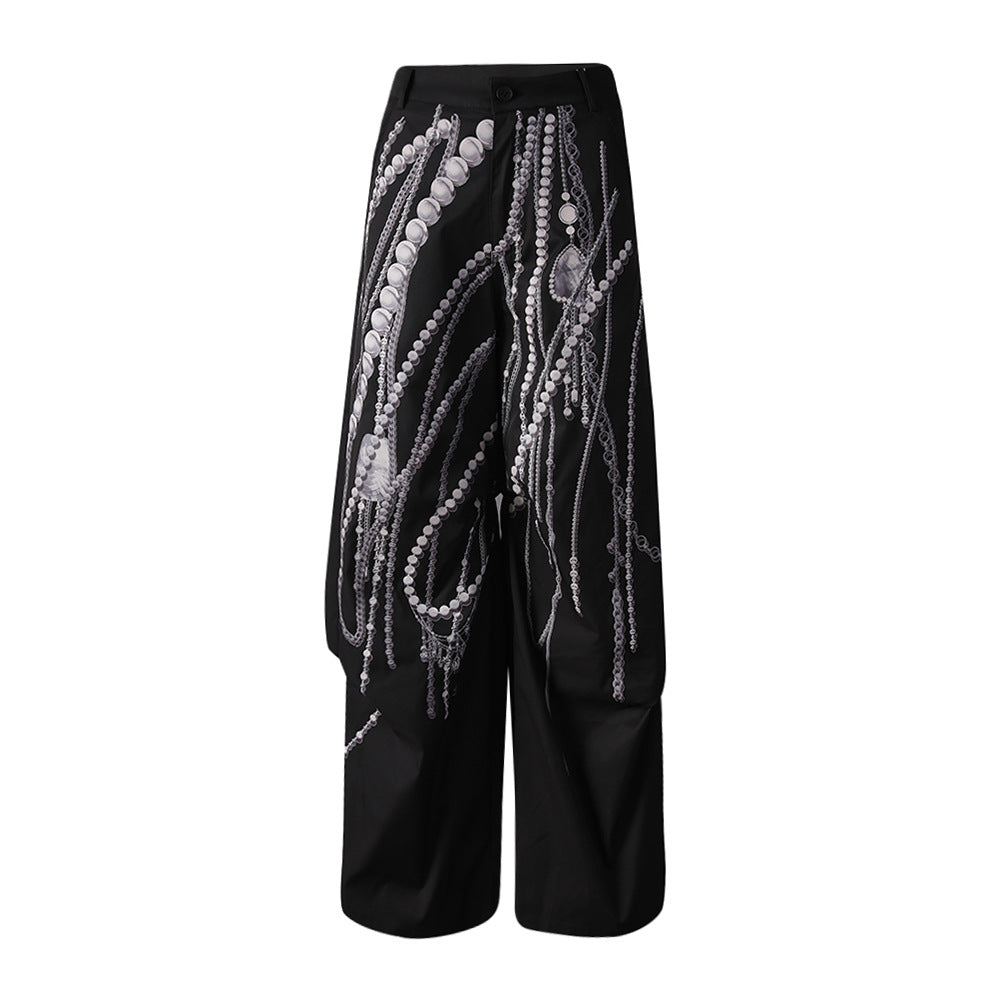 wide-leg pants with chain print – AURACTI