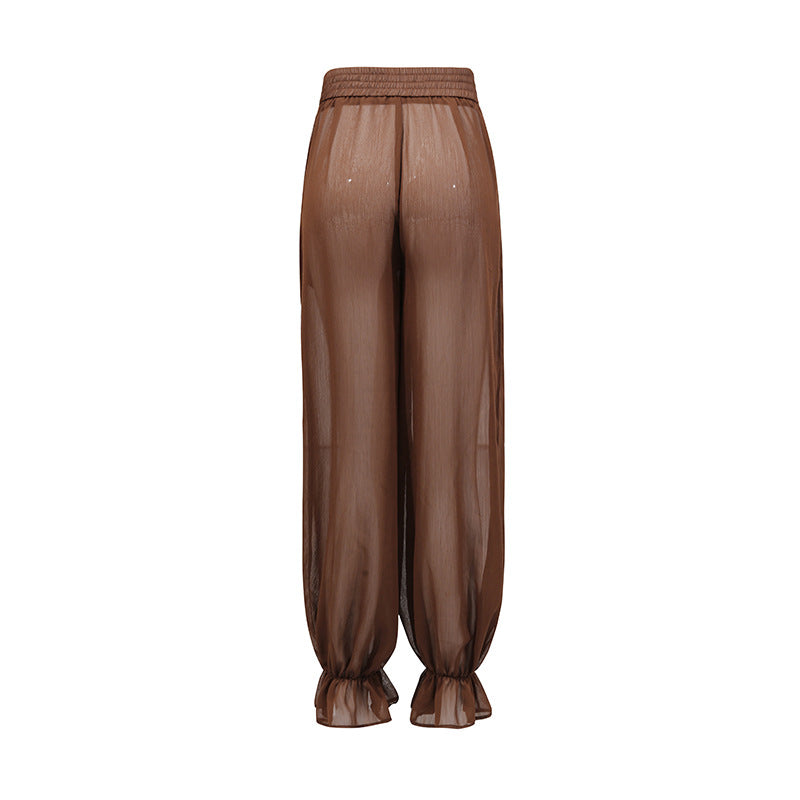 Geplooide top met uitlopende mouwen en maxi-rok set met tailleband – Rosiny 