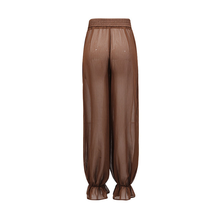 Geplooide top met uitlopende mouwen en maxi-rok set met tailleband – Rosiny 