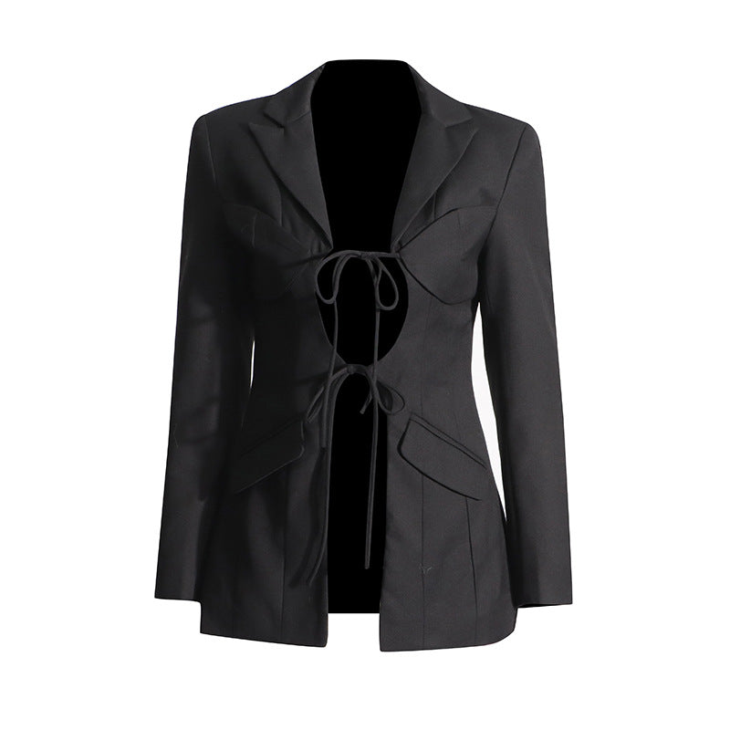 structured blazer with corset tie-front detail – SIENNA