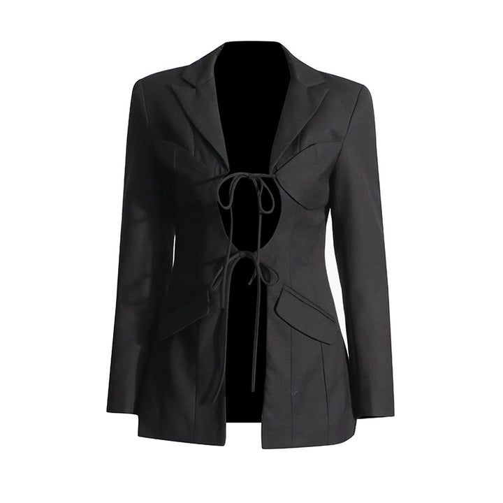 structured blazer with corset tie-front detail – SIENNA