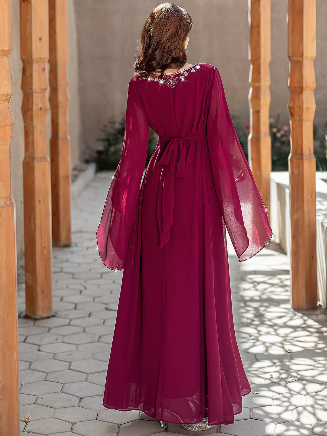 Long Sleeve Maxi Dress with Waist Detail – ELYRA